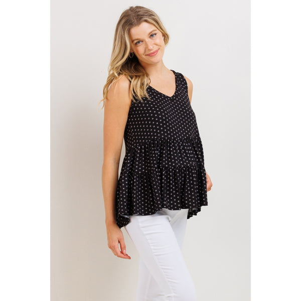 V Neck Flowy Maternity Top - Black