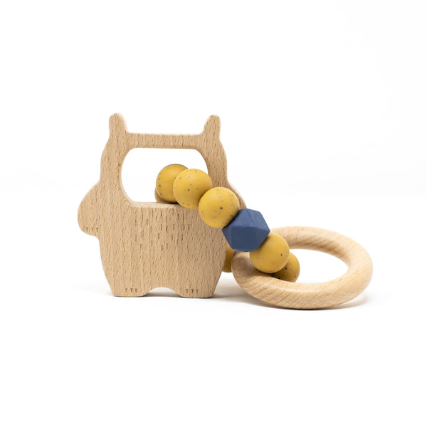 Wild Thing Teething Rattle - Oak Bull Speckled