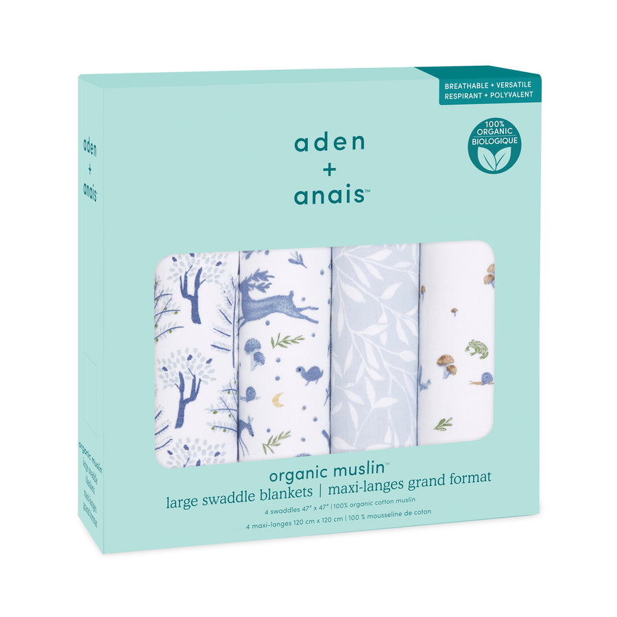Organic Cotton Muslin Swaddles (4 Pack) - Outdoors