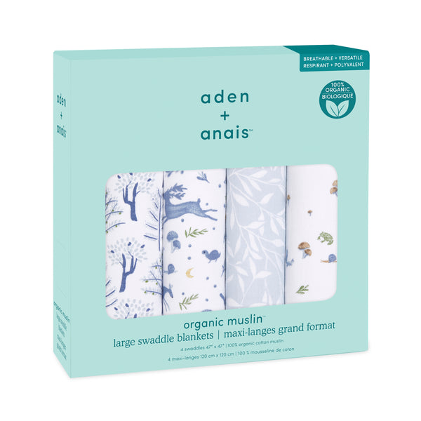 Organic Cotton Muslin Swaddles (4 Pack) - Outdoors