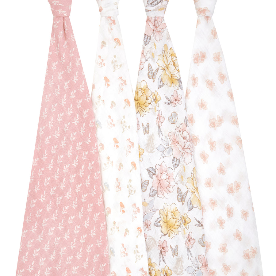 Organic Cotton Muslin Swaddles (4 Pack) - Earthly
