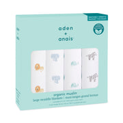Organic Cotton Muslin Swaddles (4 Pack) - Animal Kingdom
