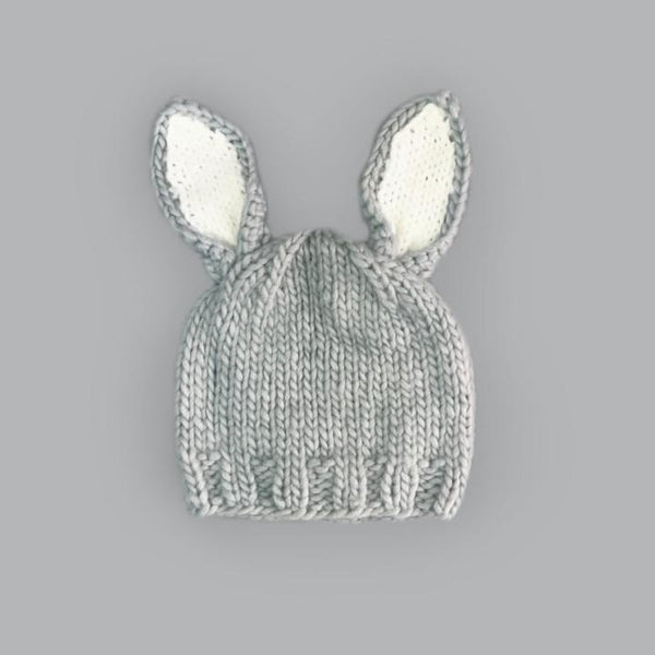 Bailey Bunny Knit Hat - Gray With White Ears