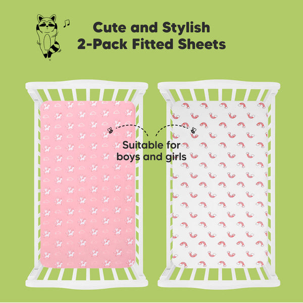 Organic Fitted Crib Sheet Dreamland - Set of 2
