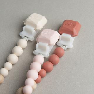 Color Pop Silicone and Wood Pacifier Clip - Various