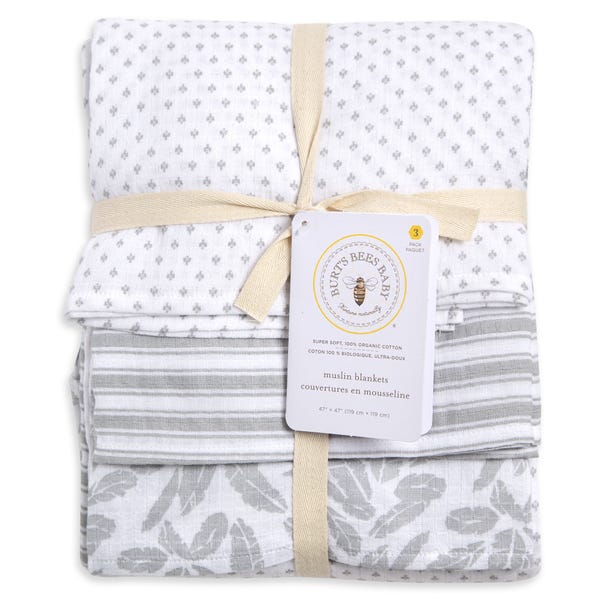 Dottie Bee Organic Cotton Muslin Woven Blankets - 3 Pack