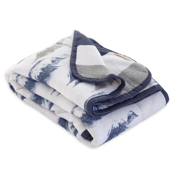 Reversible Jersey Blanket - Watercolor Mountains