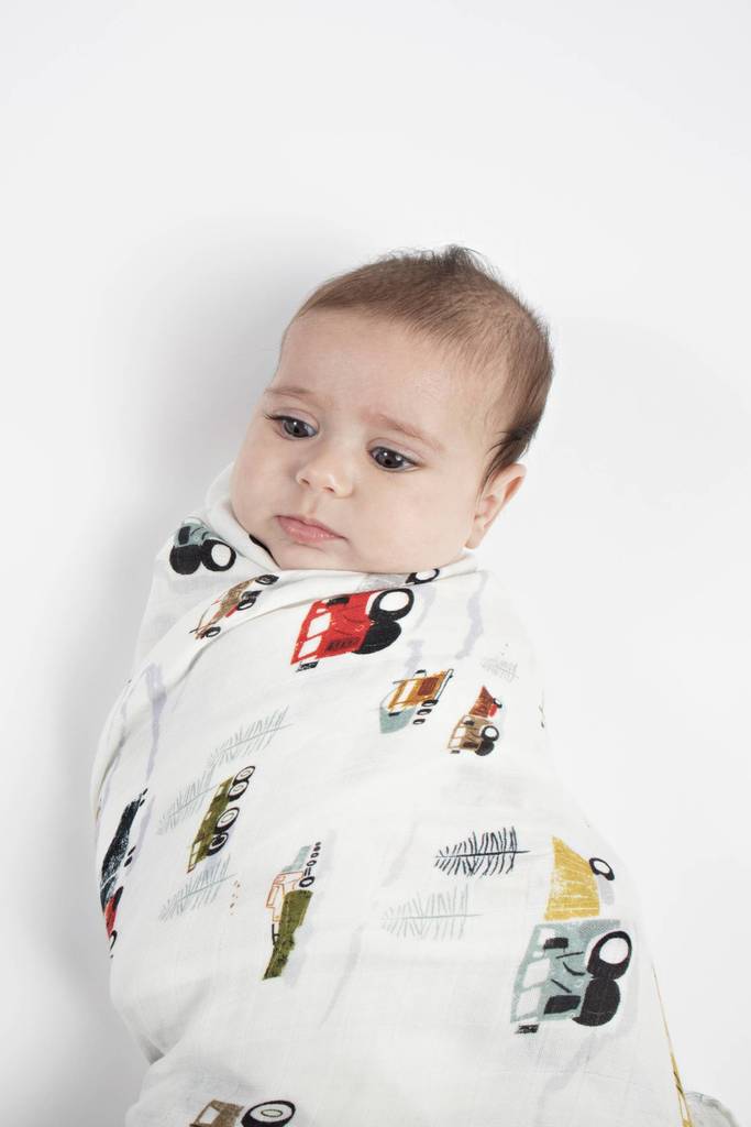 Muslin Swaddle - Happy Trucks