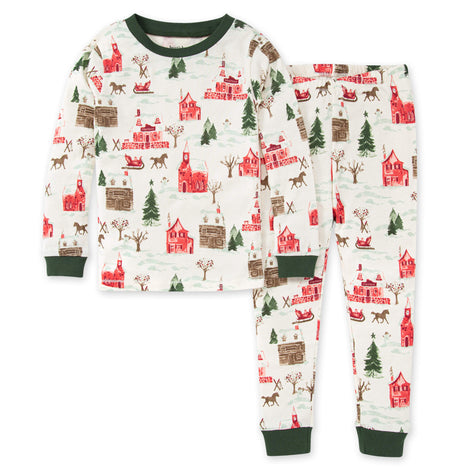 Big Kids Tee & Pant PJ Set - Holiday Village