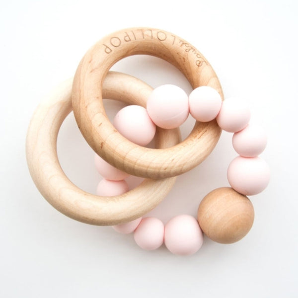 Bubble Silicone & Wood Teether - Pink Quartz