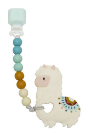 Silicone Teether With Gem Clip - Llama