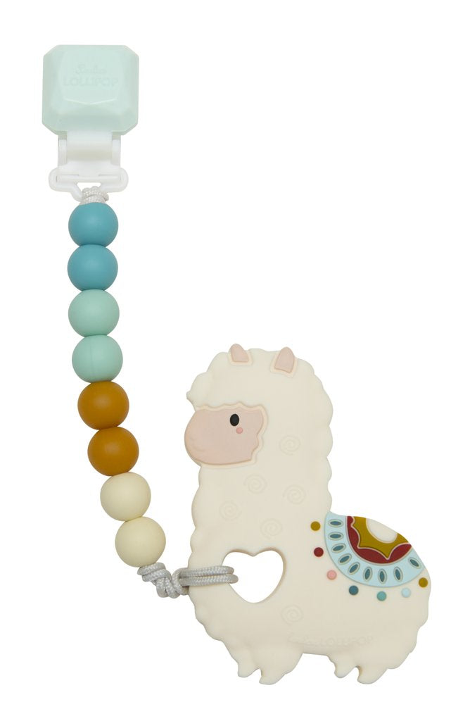 Silicone Teether With Gem Clip - Llama