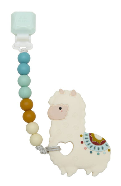 Silicone Teether With Gem Clip - Llama
