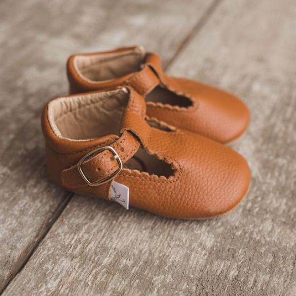 Pecan T-Bar Moccasin with Anti-Slip Sole