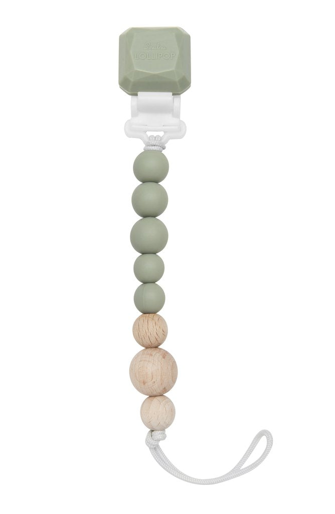 Color Pop Silicone and Wood Pacifier Clip - Various