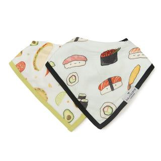 Luxe Muslin Bandana Bib Set - Sushi/Taco