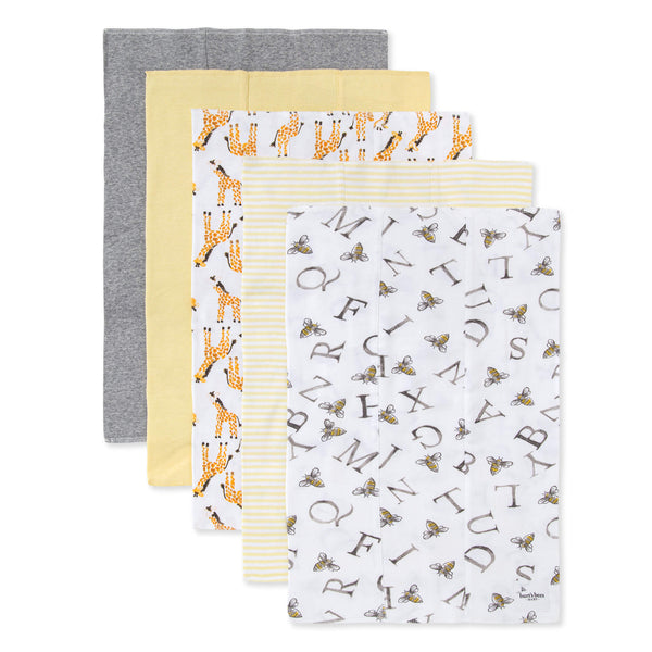 Organic Baby Burp Cloths - Set of 5 - Giraffe