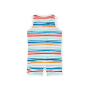 Watercolor Rainbow Stripe Romper - Cloud