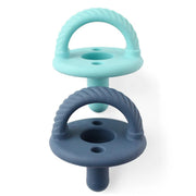 Cable Sweetie Soother Pacifiers - 2 Pack - Robins Egg Blue & Nautical Navy