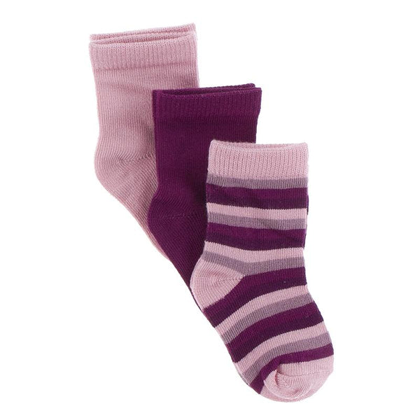 Kickee Socks (Set of 3) - Lotus, Orchid & Coral Stripe