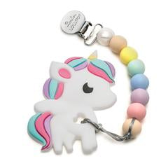Silicone Teether With Clip - Unicorn