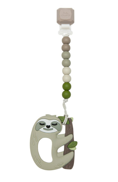 Silicone Teether With Gem Clip - Sloth