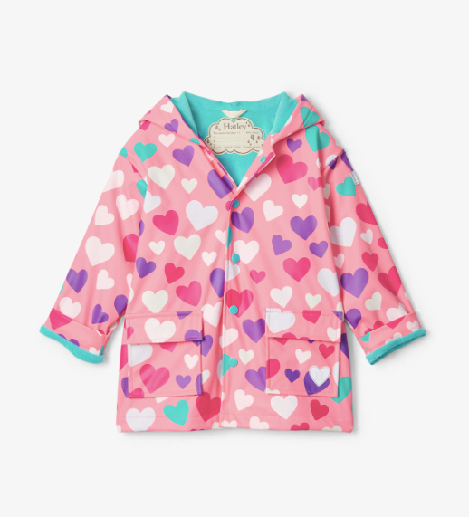 Color-Changing Raincoat - Colorful Hearts