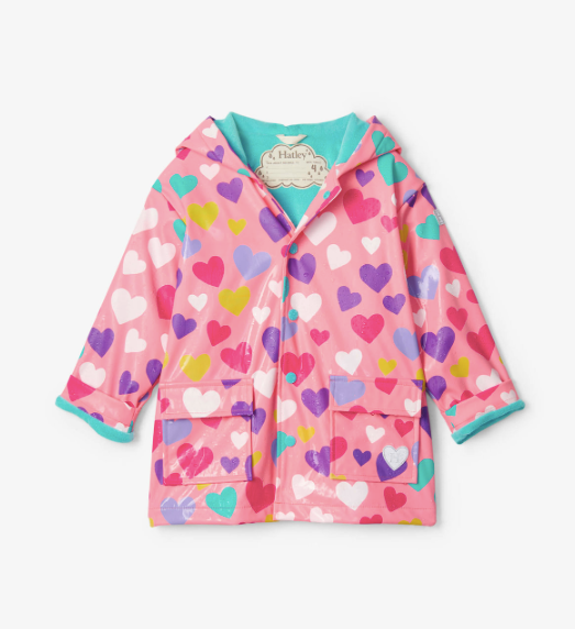 Color-Changing Raincoat - Colorful Hearts