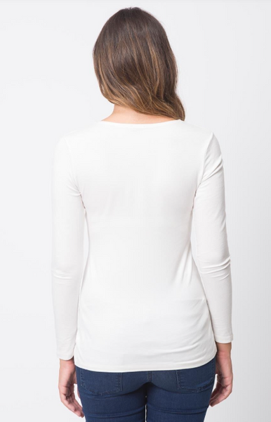 Long Sleeve Base Maternity Top - Off White