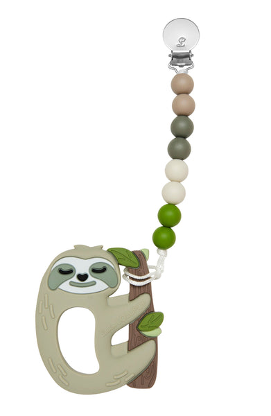 Silicone Teether With Clip - Sloth