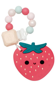 Silicone Teether With Gem Clip - Strawberry