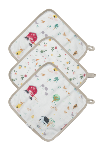 Muslin Washcloth Set - Farm Animals