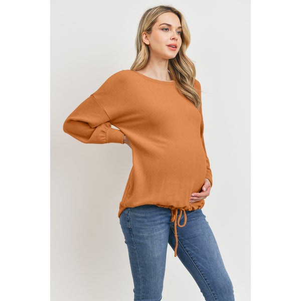 Rayon Rich Hacci Brushed Maternity Tunic - Rust
