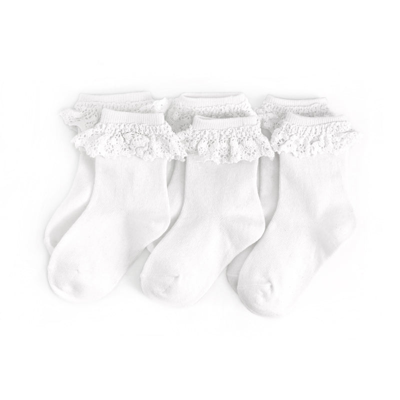 Lace Midi Socks 3 Pack - White
