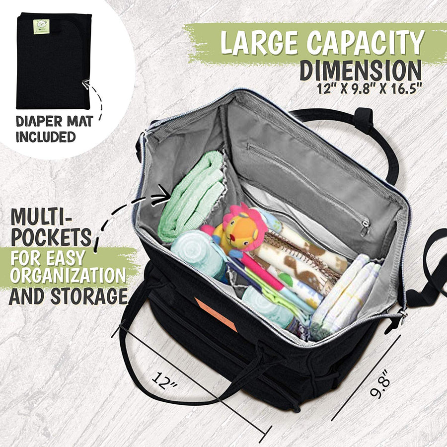 Original Diaper Backpack with Changing Pad - Trendy Black