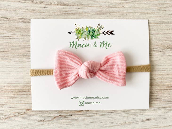 Tied Bow on Nylon Headband - Various Colors