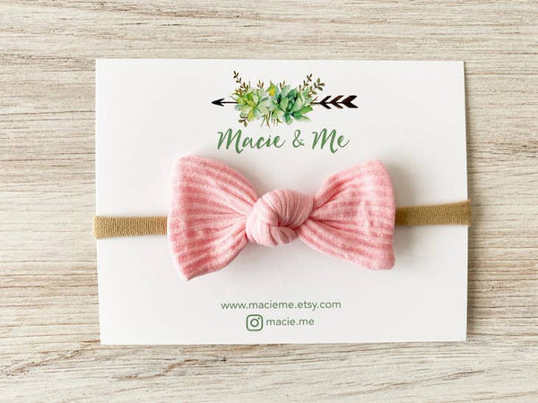 Tied Bow on Nylon Headband - Various Colors