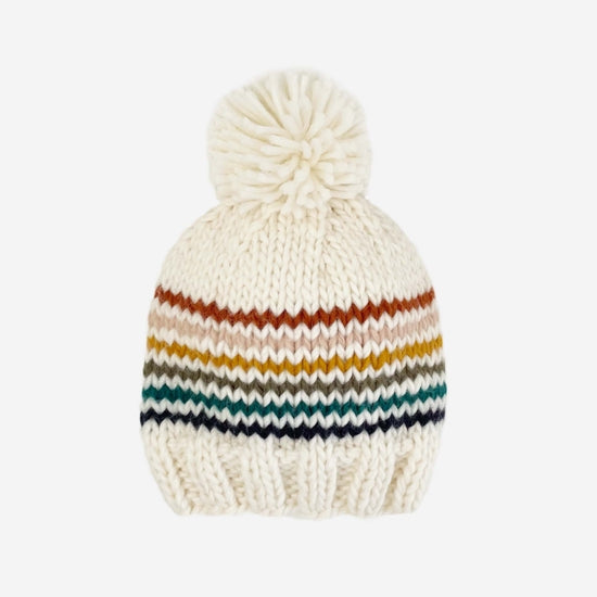 Rainbow Stripe Knit Hat - Retro