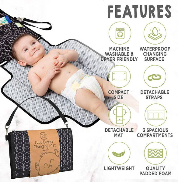 Ezee Diaper Changing Mat - Black Geo