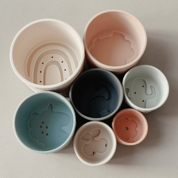 Soft Silicone Stacking Cups with Shapes