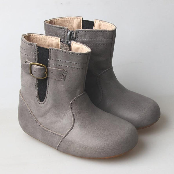 Saddle Riding Boot with Weatherproof Sole - Dusty Gray