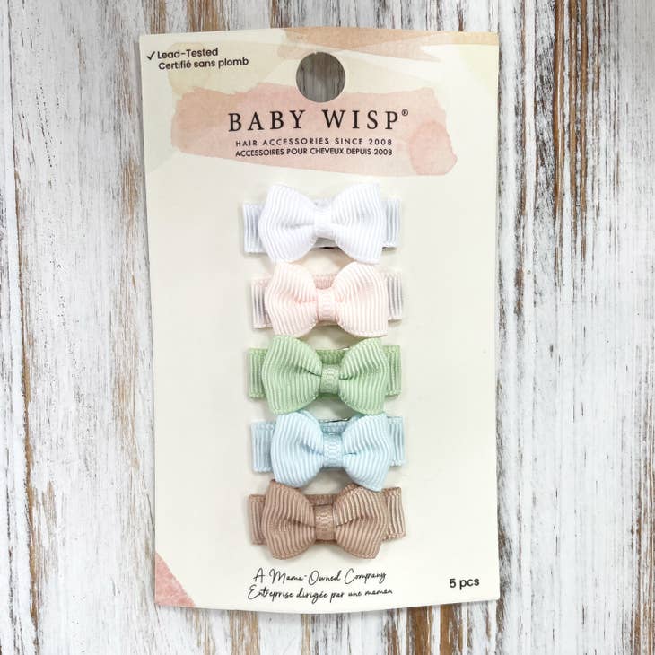 5-Piece Tiny Tuxedo Snap Hair Bows - Various Colors