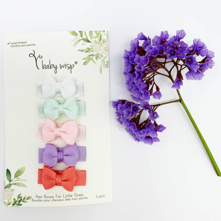 5-Piece Tiny Tuxedo Snap Hair Bows - Various Colors