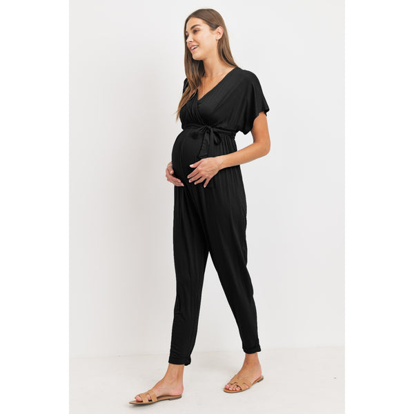 Kimono Maternity/Nursing Jumpsuit - Black