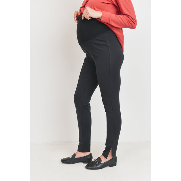 Viscose Nylon Slim Leg Maternity Pants - Black