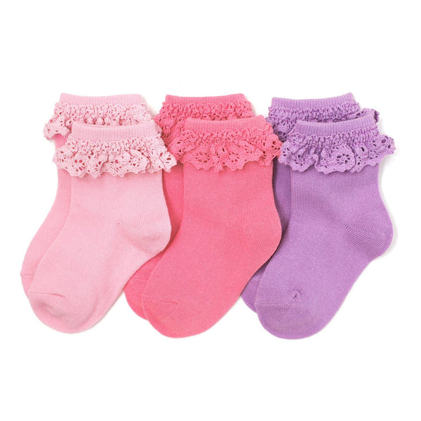 Lace Midi Socks 3 Pack - Rose Garden