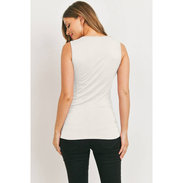 Rouched Side Maternity & Nursing Tank Top - White