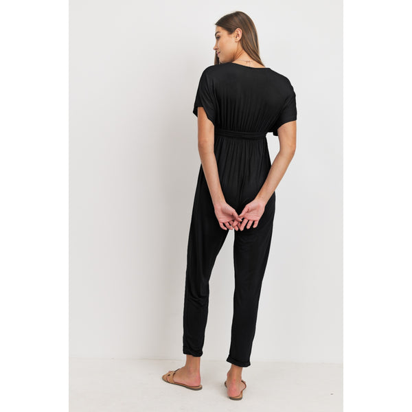 Kimono Maternity/Nursing Jumpsuit - Black
