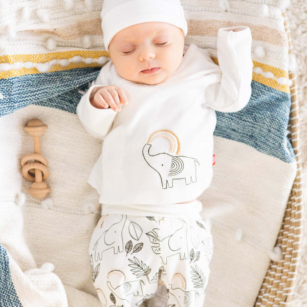 Organic Cotton 3 Piece Kimono Magnetic Set - Ellie Go Lucky Cream