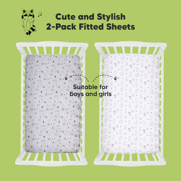 Organic Fitted Crib Sheet Woodland - Set of 2